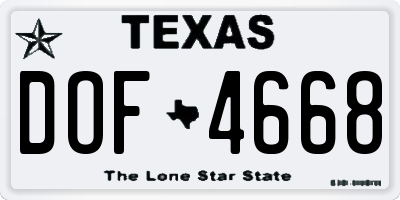 TX license plate DOF4668