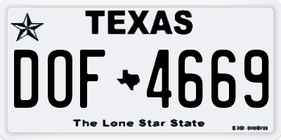 TX license plate DOF4669
