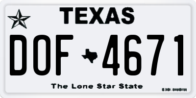 TX license plate DOF4671