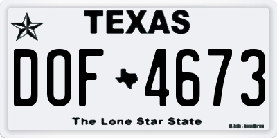 TX license plate DOF4673