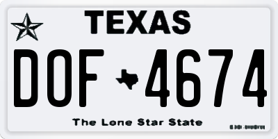 TX license plate DOF4674