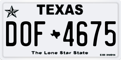 TX license plate DOF4675