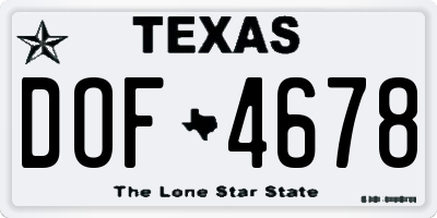 TX license plate DOF4678