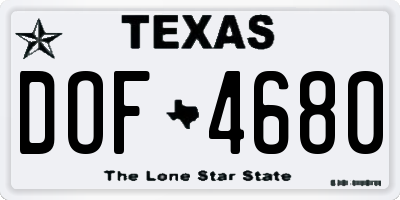 TX license plate DOF4680