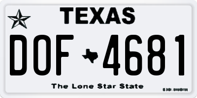TX license plate DOF4681
