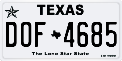 TX license plate DOF4685