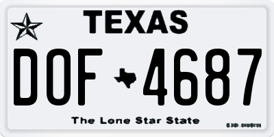 TX license plate DOF4687