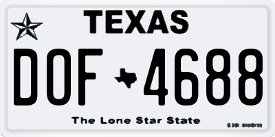 TX license plate DOF4688