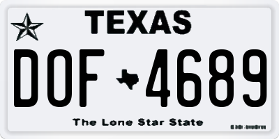 TX license plate DOF4689