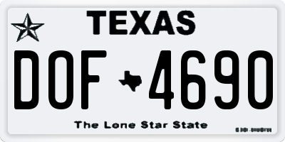 TX license plate DOF4690