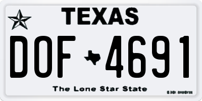 TX license plate DOF4691