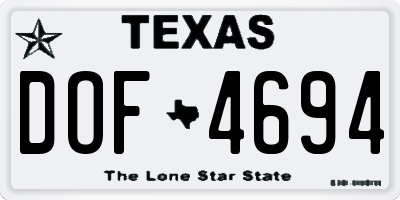 TX license plate DOF4694