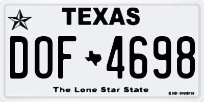 TX license plate DOF4698