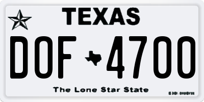 TX license plate DOF4700