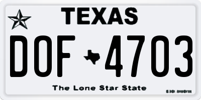 TX license plate DOF4703