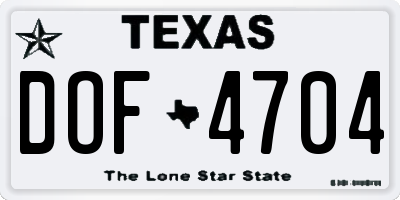 TX license plate DOF4704