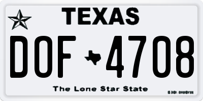 TX license plate DOF4708