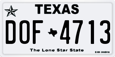 TX license plate DOF4713