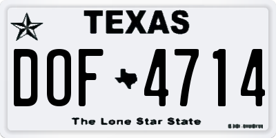 TX license plate DOF4714