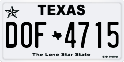 TX license plate DOF4715