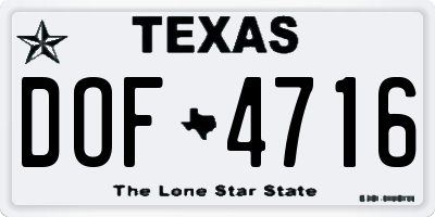 TX license plate DOF4716