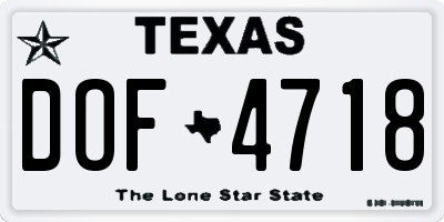 TX license plate DOF4718