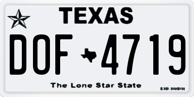 TX license plate DOF4719