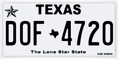 TX license plate DOF4720