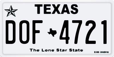 TX license plate DOF4721