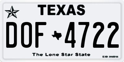TX license plate DOF4722