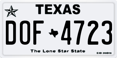 TX license plate DOF4723
