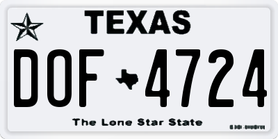TX license plate DOF4724