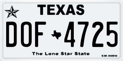 TX license plate DOF4725