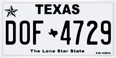 TX license plate DOF4729