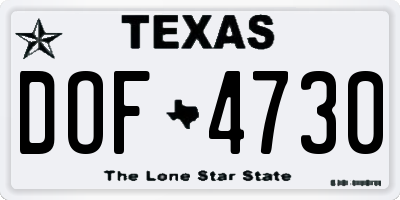 TX license plate DOF4730