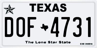 TX license plate DOF4731