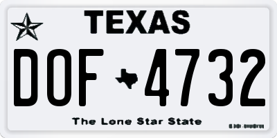 TX license plate DOF4732