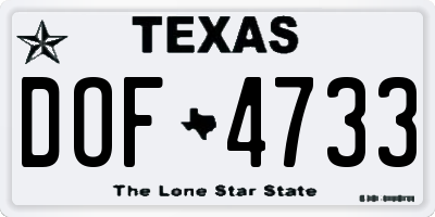 TX license plate DOF4733