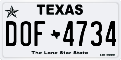 TX license plate DOF4734