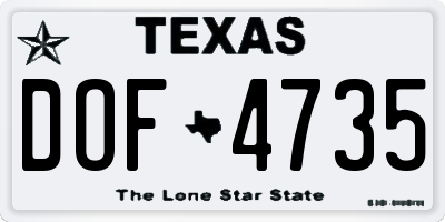 TX license plate DOF4735