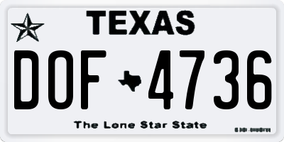 TX license plate DOF4736