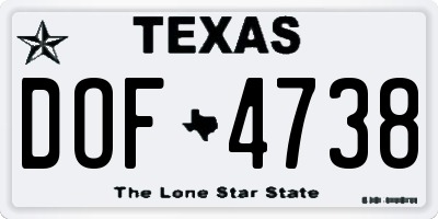 TX license plate DOF4738