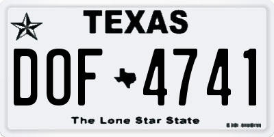 TX license plate DOF4741