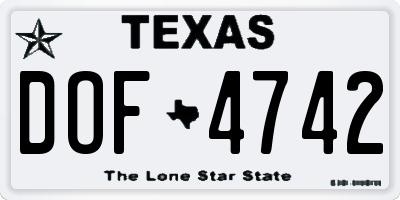 TX license plate DOF4742