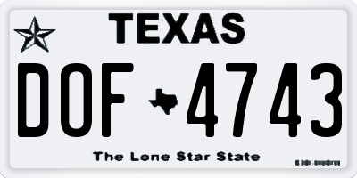TX license plate DOF4743