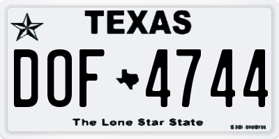 TX license plate DOF4744