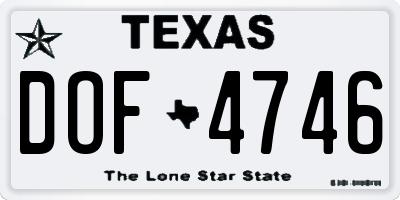 TX license plate DOF4746
