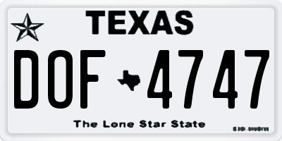 TX license plate DOF4747