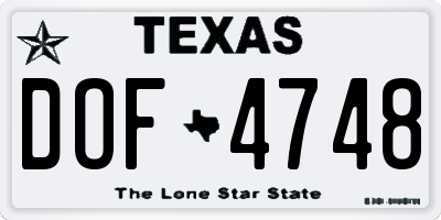 TX license plate DOF4748