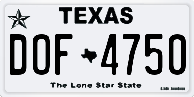 TX license plate DOF4750